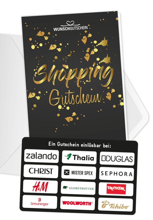 Shopping Gutschein - Einlösbar für die beliebtesten Shops und Stores